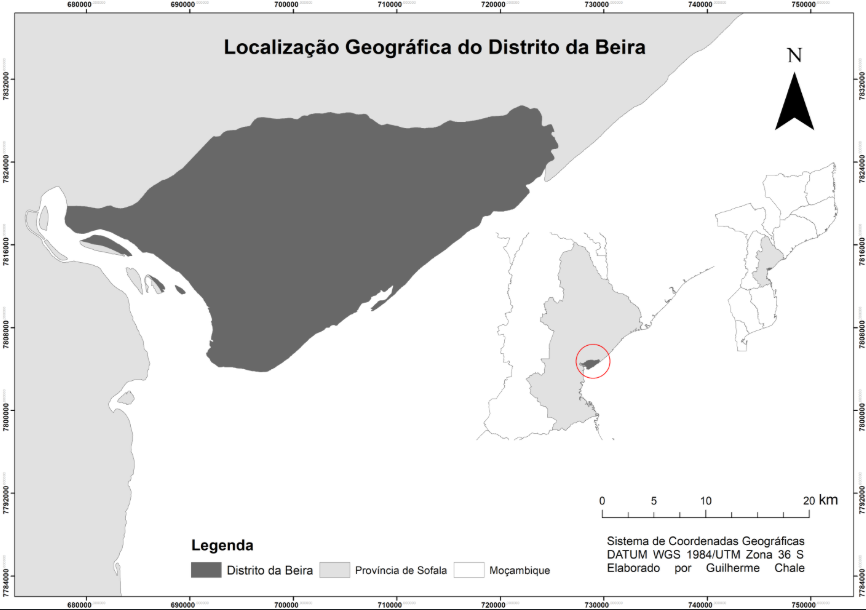 Mapa de localização da área de estudo – Beira, Moçambique